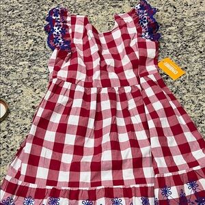 Gymboree Red and White Checkered Dress with Blue Accents